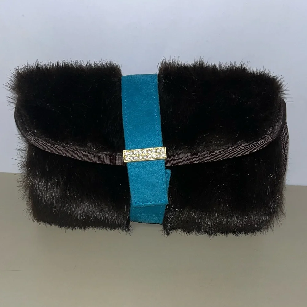 Stephanie Johnson Faux Fur Roll Up Cosmetic or Jewelry Bag